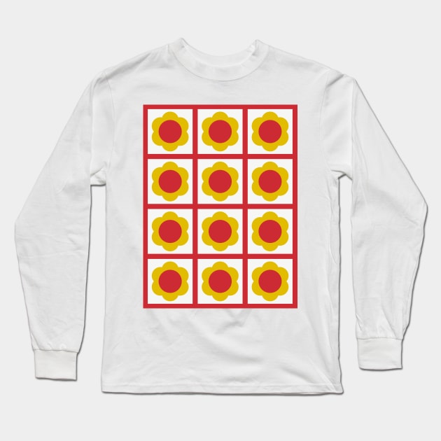 Mayapple Tiles Red Long Sleeve T-Shirt by Cascade Patterns